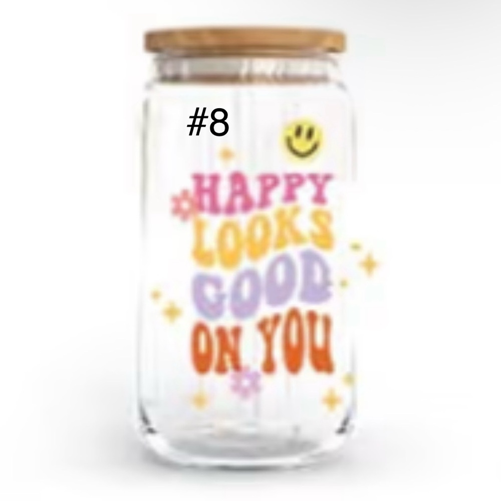 Buy now *16 ounce glass with bamboo lid and straw handcrafted - Picture 7 of 14